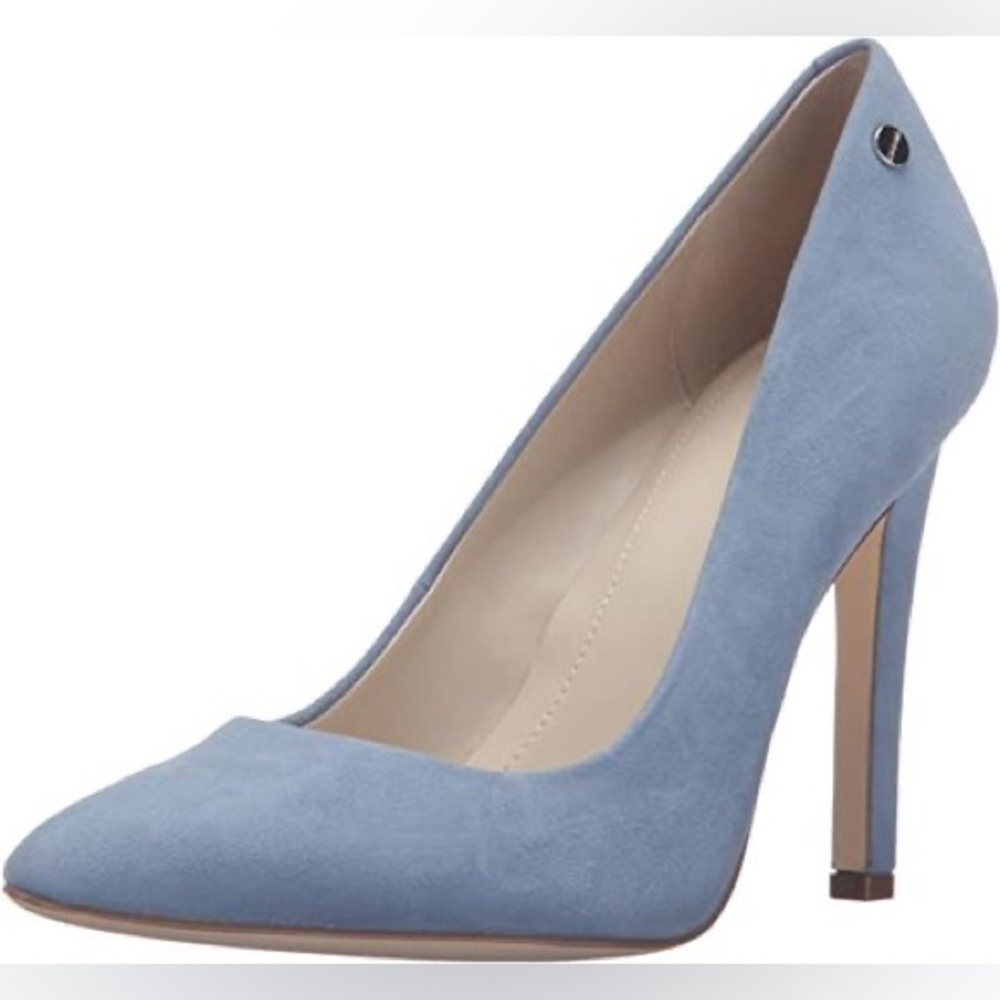 Blue Suede Calvin Klein Brady Heels Size 9.5, NWOT